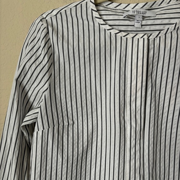 Derek Lam 10 Crosby Metallic Striped Print Long Ruffle Sleeve Career Blouse Top - Picture 13 of 13